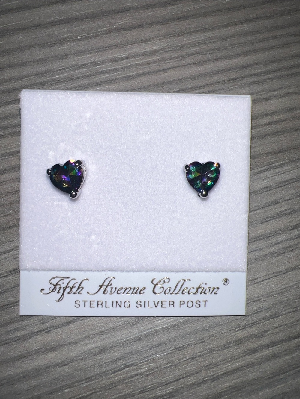 Fifth Avenue Collection Heart Stud Earrings in Mystic topaz cubic zirconia